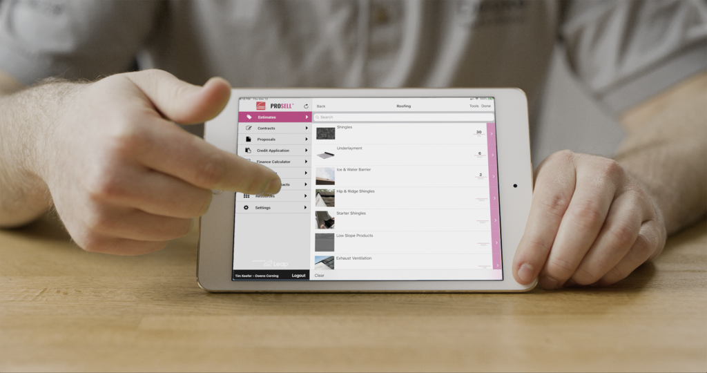 tablet computer with someone showing services